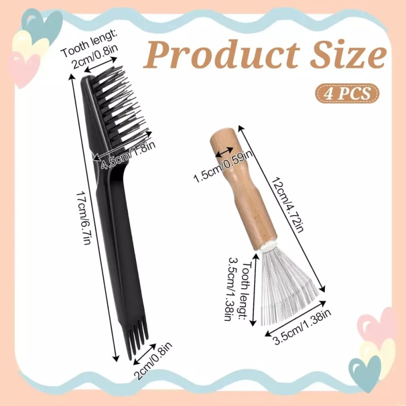 빗에서 머리카락을 제거하기 위한 4Pc 청소기 헤어 브러시 및 청소