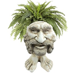 homestyles 18 in. Antique White Axle The Muggly Statue Face Planter Holds 7 in. Pot