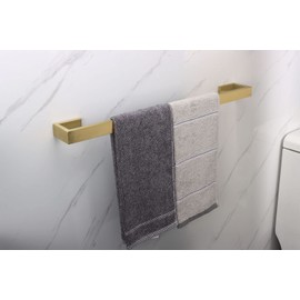 TocTen Bath Towel Rack - Square Base Thicken SUS304 Stainless Steel Towel Bar for Bathroom, Bathroom Bar Accessories Towel Rod Heavy Duty Wall Mounted Towel Holder (Brushed Gold, 24 Inch)
