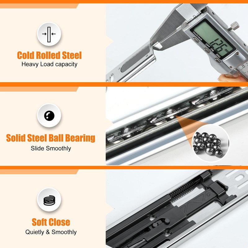1 Pair | Soft Close Drawer Slides 20 inch, HBL’