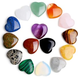 Healing Crystals Heart Stones, Pack of 15 Natural Colourful Crystal Stones Decorative Chakra Stones Gemstones Meditation Chakra Crystals Gifts for Crystal Therapy Meditation Reik Yoga Chakra (20 mm)