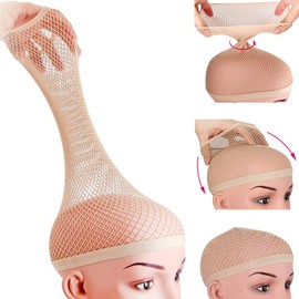 Dreamlover Hair Net for Wigs, Wig Caps to Hold Wig in Place, Wig Net for Long Hair, Nude, 2 Pieces