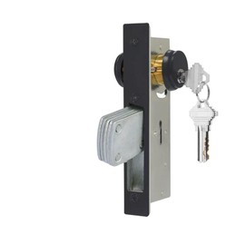 Commercial Door Lock with Deadbolt ，Storefront Door Mortise Lock，Swing Deadbolt & Cylinder Combo, with Key for Aluminum/Zinc Alloy Shop Doors,Black 1-1/8" Backset