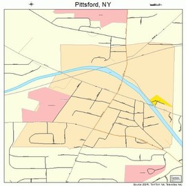 Large Street & Road Map of Pittsford, New York NY - Printed poster size wall atlas of your home town
