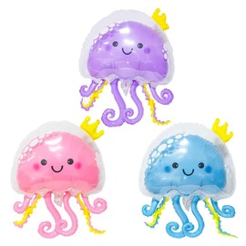 3Pcs 36 Inch Jellyfish Balloons Inflatable Jellyfish Octopus Sea Party Decorations Mermaid Party Decoration for Birthday Supplies Pink Blue Purple Color