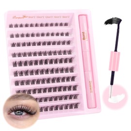 Parriparri Eyelash Extensions, 120 Pieces, Individual Lash Extensions Set, with Bond and Seal, DIY Cluster Eyelashes, Individual Eyelash Extensions with Glue, Individual Eyelashes, Natural