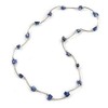 Avalaya Violet Blue Shell Nugget Necklace In Silver Tone Metal