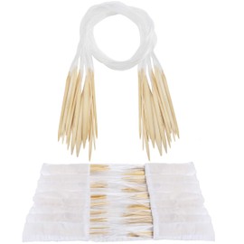 Curtzy Bamboo Circular Knitting Needle Starter Set with Storage Bag (16 Pairs) 16 Sizes - 2 mm to 12 mm - Knitting Needle Set with Clear Plastic Tubes for Yarn Web & Crochet Projects Knitting Needle