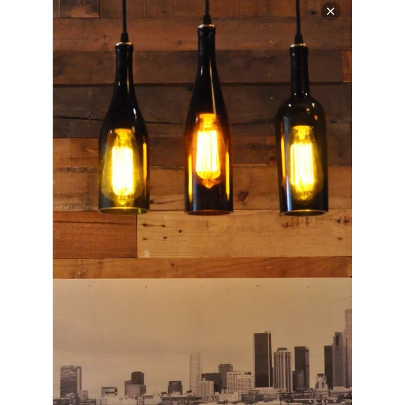 VINE RE DESIGN Set of Three Recycled Wine Bottle Hanging