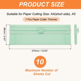 PATIKIL Paper Cutter Trimmer, A4 Straight Small Portable Paper Slide Paper Slicer with Safe-Guard for Craft Cardstock Label Card, Scrapbook Photo, Green
