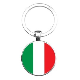 Art Attack Italian Flag Keychain, Italy National Football Soccer Team Accessories History Party Favor Fan Car Key Chain Ring Pendant Charm (Silver), Silver, Small