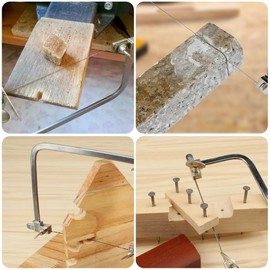 yotutun Fretsaw Scroll Saw, Hacksaw, Bow Saw, Scroll Saw, Jeweller's Saw, Adjustable Fretsaws for Wood, Pack of 12 Fretsaw Blades, Perfect Tool for Various Projects