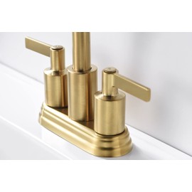 Ultra Faucets UF46708 Bathroom Faucet Two-Handle 4" Centerset Lavatory Faucet, Brushed Gold