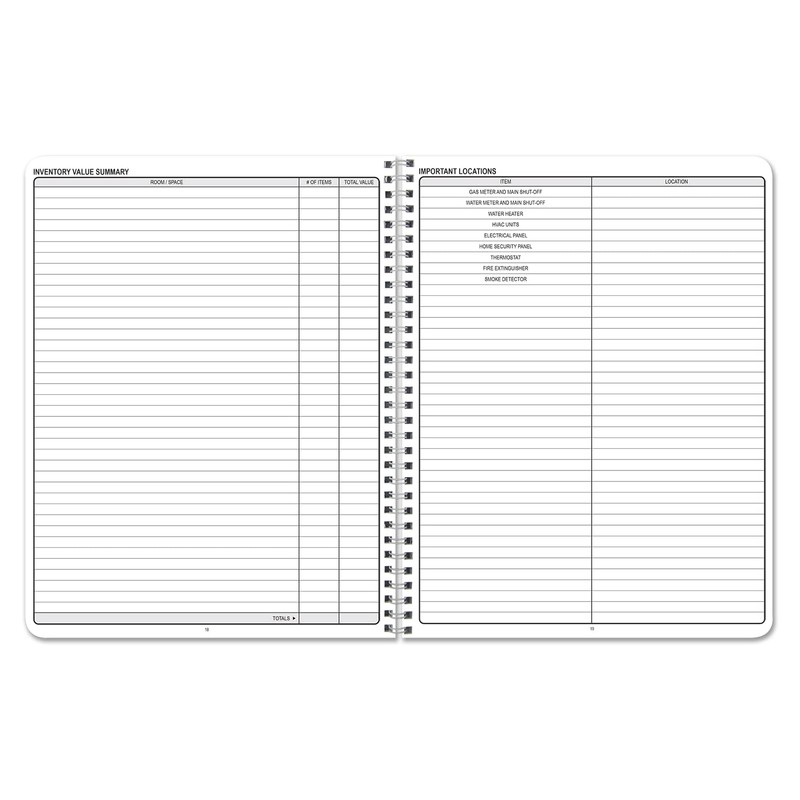 BookFactory Home Inventory Record Book/Home Inventory Log Book/Notebook - Wire-O,