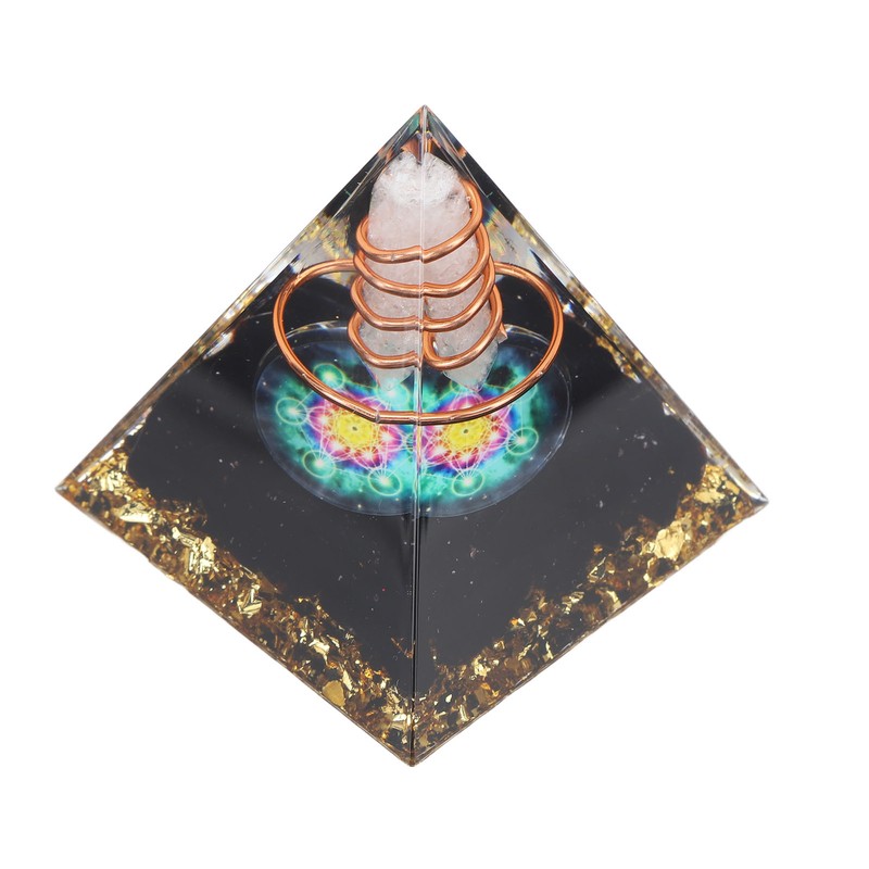 Healing Crystal Pillar Pyramid 6CM Epoxy Positive Energy Generator Meditation