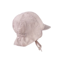 Sterntaler Peaked Cap with Neck Protection Stripes and Tie Band - Peaked Cap for Boys Made of Crashed Blend Fabric with Ear Flaps - Peaked Cap for Babies with UV Protection 50+, Pale brown