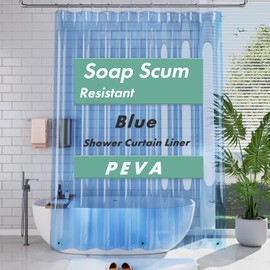 AmazerBath Extra Long Shower Curtain Liner, Clear Blue Shower Liner 84 Inches Long, 72x84 Plastic Shower Curtain Liners, Cute Tall Shower Liner, PEVA Bathroom Shower Curtain Liners & 3 Magnets