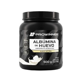 PROWINNER  Albumina de Huevo Sabor Natural, Suplemento Alimenticio, 18.4g de Protena por Porcin, Bajo en Grasas, Sin Gluten, Sin Lactosa, Bote de 500g