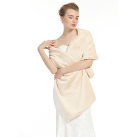 BEAUTELICATE Faux Fur Shawl Wrap Winter Wedding Shrug Bridal Bridesmaid Stole Scarf Women’s Warm Cover Up(One size, Warm Champagne)