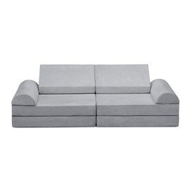 ROCKRAIN 8-Piece Modular Play Sofa: Convertible Kids Furniture Set - High-Elasticity Foam & Soft Removable Cover - Multi-Functional for Playroom & Bedroom Ages 1-16