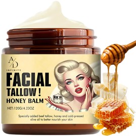 Beef Tallow for Skin - Facial Tallow Honey Balm, Natural Anti-Aging Moisturizer with Coconut Oil, Honey & Vitamin E