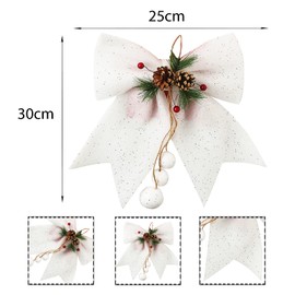 POPOYU White Glitter Christmas Wreaths Bow Large Sequin Ties,9.8x10.6in White Bow for Christmas Tree,Foam Bow Xmas Tree Decoration for Christmas Tree Ornament,Wreath Making,Garland,Gift Wrapping