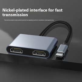 USB C to Dual HDMI Adapter OUGCYG 4K@30hz, Type C to HDMI Splitter for 2 Monitors, USB C Hub Extend Display for MacBook Air/Pro, More Laptops with Thunderbolt 3/4 Ports