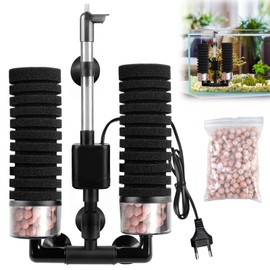 Aquarium Schwammfilter, Schwammfilter Aquarium Set, Elektrischer Aquarium Filter, Aquariumfilter Mit Filterkugel, Leiser Tauchschaum Doppelschwammfilter Für Biologische Und Mechanische Filterung
