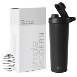 Simple Modern Simple Modern Stainless Steel Shaker Bottle with Ball 24oz | Metal Insulated Cup for Protein Mixes, Shakes and Pre Workout | Rally Collection | Midnight Black