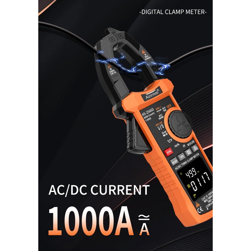 Aicevoos Inrush Digital Clamp Meter Multimeter 1000A TRMS 6000 Counts,