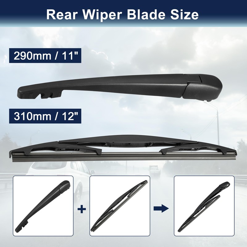X AUTOHAUX Rear Windshield Wiper Blade Arm Set for Honda