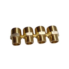 1/2" NPT Male to 3/8" NPT Male Brass Hex Nipple Male Pipe Adapter (4 Pcs)