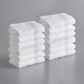 Glownary Lodging Luxury Washcloths, 13 x 13 inches, 100% Ring-Spun Cotton, White, Pack of 12