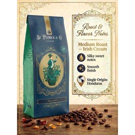 Thank God for Coffee – Irish Cream St. Patrick & Co., Medium Roast Ground Coffee, Sweet & Silky Irish Cream Flavor, Single Origin Honduran Arabica, 12oz Bag
