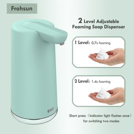 Automatic Foaming Soap Dispenser, 2-Level Adjustable Foam, USB Rechargeable, Touchless Hand & Dish Soap Dispenser for Bathroom, Kitchen, Hotel, Restaurant (Green)