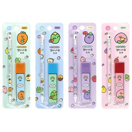 [2-in-1] Carrot Friends Cute Character Illustration 2B Mechanical Pencil With Sharpener Top Set (Random)