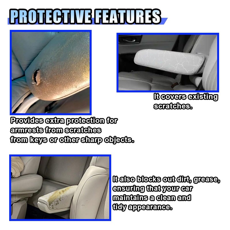 KITUREK 2PCS Car Front Seat Armrest Covers, Auto Seat Arm