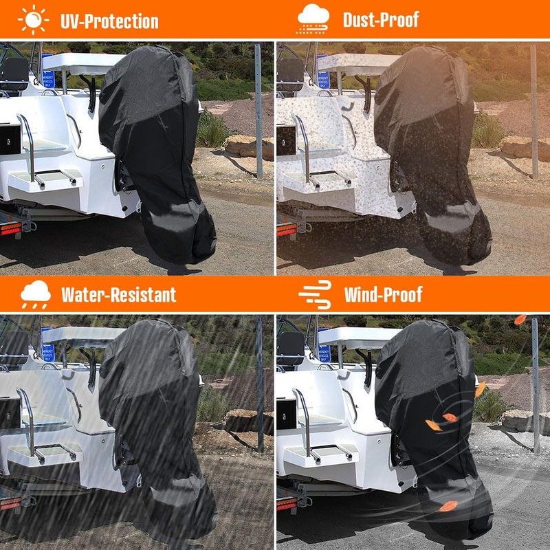 iCOVER Outboard Motor Covers, Trailerable Full Boat Engine Cover Waterproof