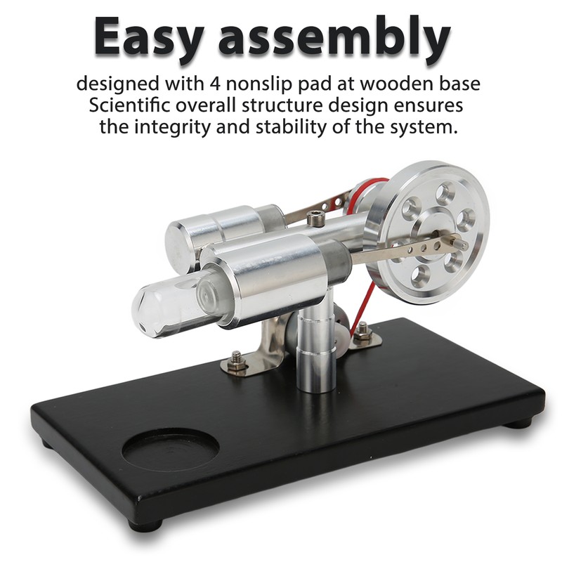 Hot Air Stirling Engine Easy Operation Low Noise Stable Wooden