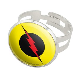 GRAPHICS & MORE The Flash Reverse Flash Logo Silver Plated Adjustable Novelty Ring