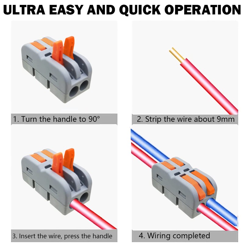 One Touch Connector, CESFONJER SPL-2M Wire Connector, Cable Connector Terminal