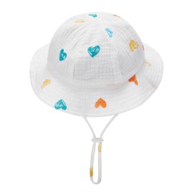 Baby Sun Hat Summer Beach Hats Wide Brim Sun Protection Floral Bucket Hat for Boys Girls Toddler Infant