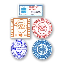 5 x 4cm Christmas Stamp Vinyl Stickers for Kids Christmas Letter to Santa #6601 (Approx 4cm Tall.)