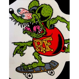 RAT FINK STICKER 4“ X 3 1/4“ “SKATEBOARD BLUES” UV GLOSSY  U GOT TO HAVE THIS!!!