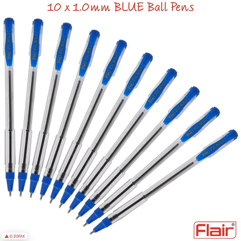 FLAIR FX 10 x 1.0mm Tip Dark BLUE Ballpoint Pens
