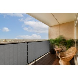 ColourTree Customized Size Grey 3' x 29’ Balcony Privacy Screen, Apartment Porch Railing Patio Fence Windscreen Fabric Cloth - Commercial Grade 170 GSM - 3 Years Warranty - Cable Zip Ties Included