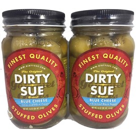 Dirty Sue Stuffed Olives and Onions - Set of 2 16 oz Jars (Blue Cheese)