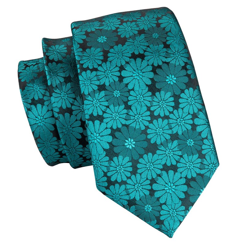 Hi-Tie Men Tie Set Silk Necktie with Pocket Square Cufflinks