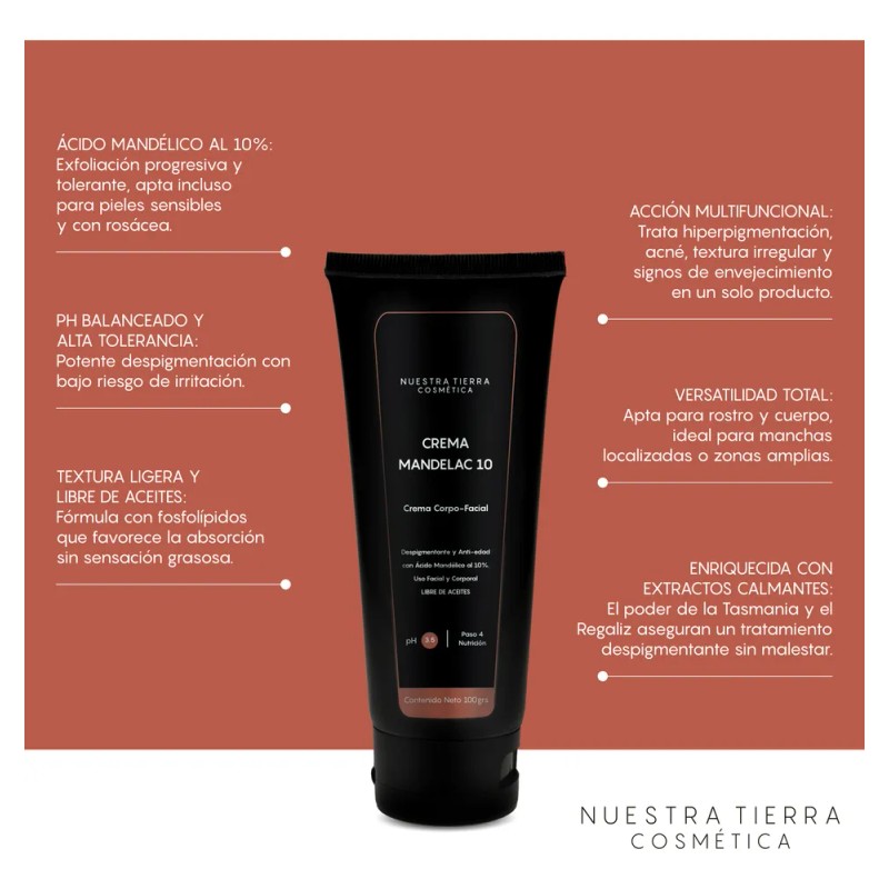 Crema Despigmentante Y Aclarante Ácido Mandélico 10% Todo Tipo De