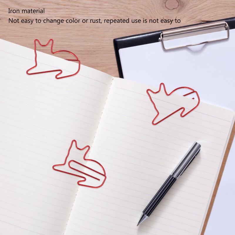 100pcs Cat Shape Paper Clips Increase Slip Resistance Rust Prevention